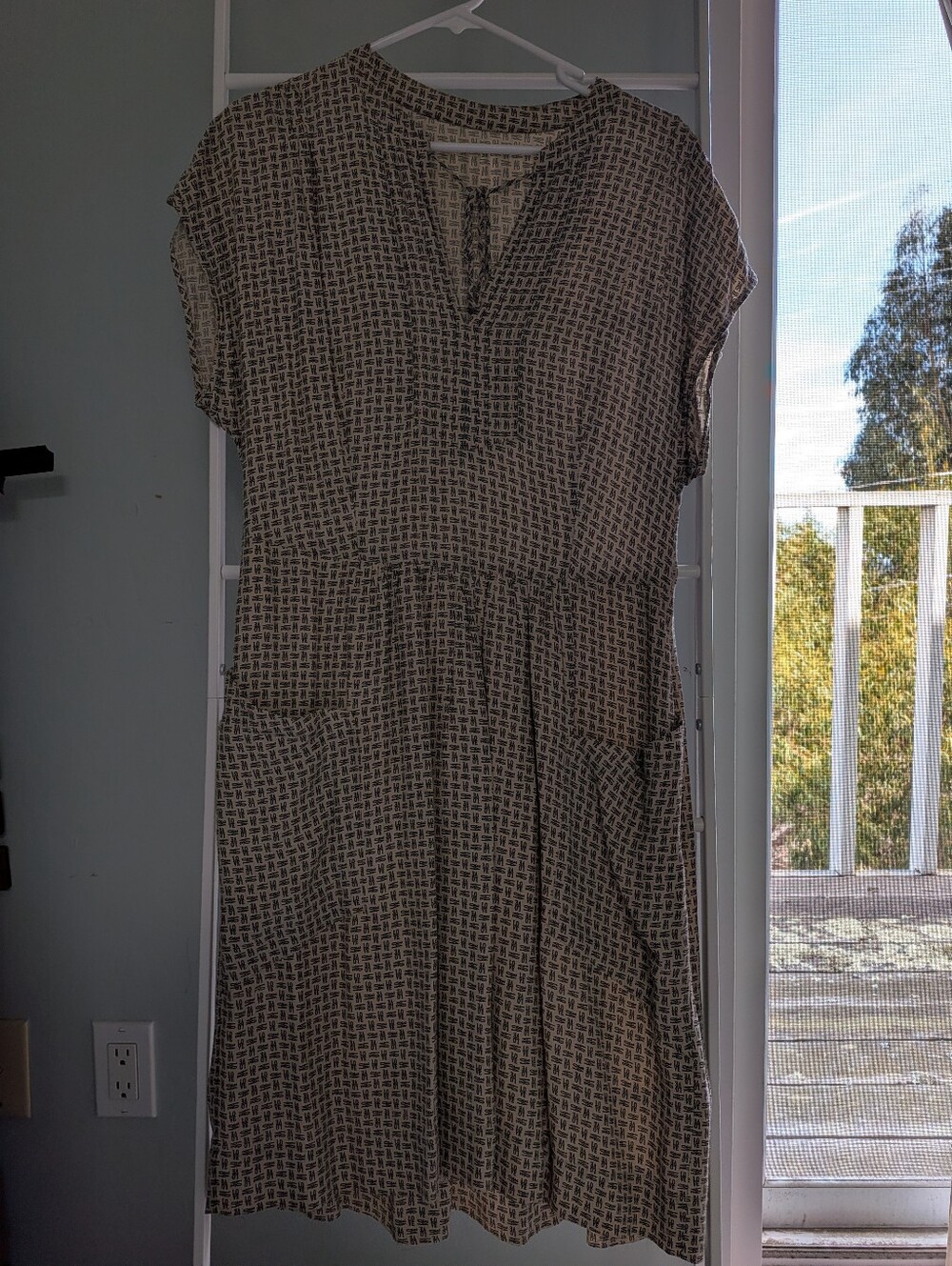 Anthropologie Lil Love Casual Black & Cream Patterned Women’s Dress